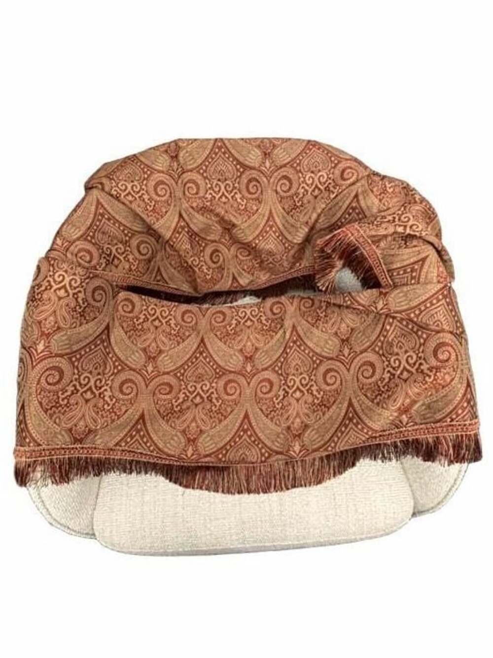 Allen + Roth Window Valance Paisley Red Gold Fringe 54x15 set 2